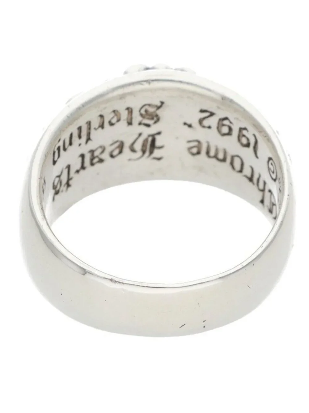 Chrome Hearts Flrl P Dmnd Floral Cross Pave Diamond Silver Ring